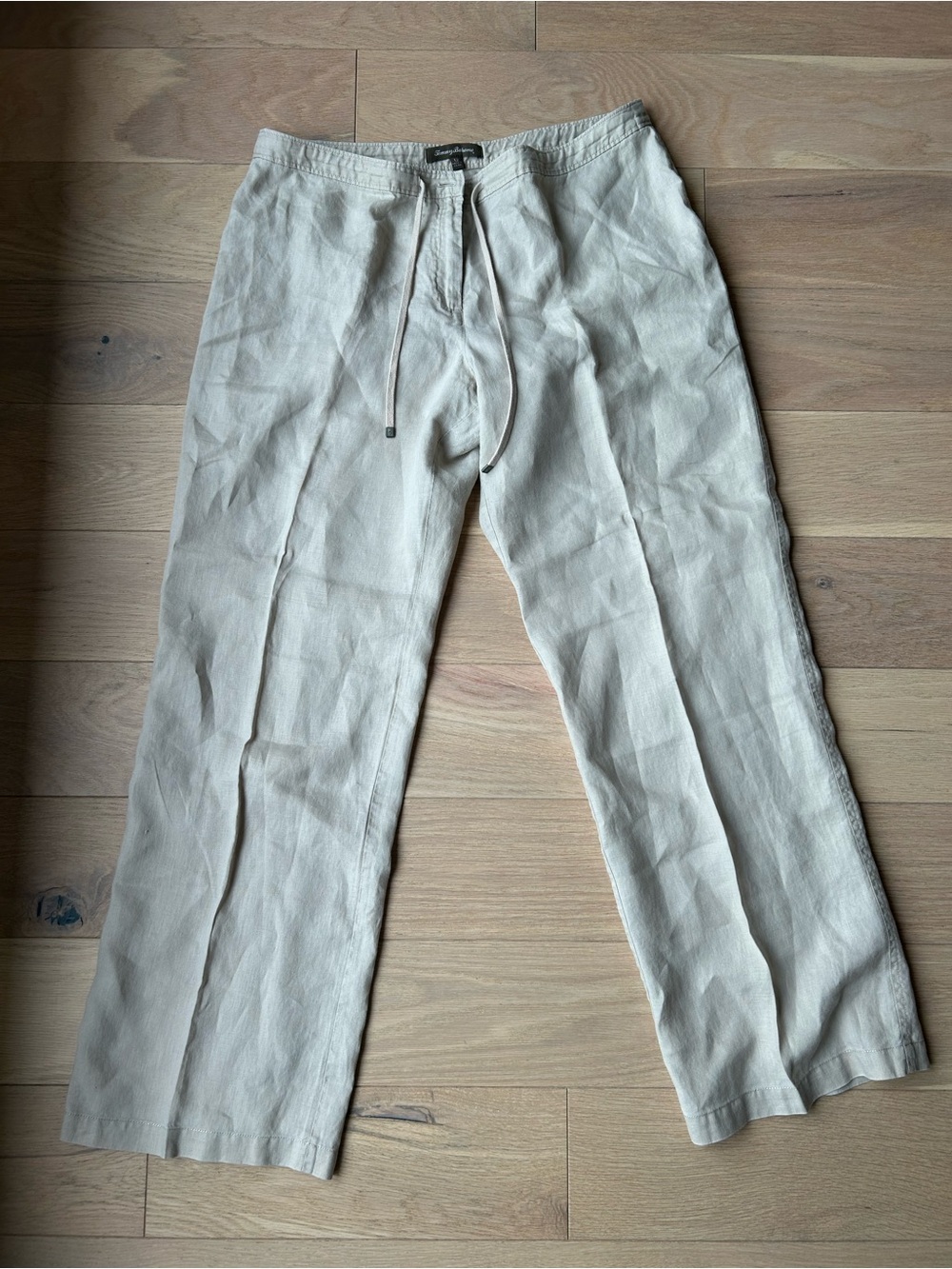 Tommy Bahama women’s Linen-Blend Drawstring Pants in Light Beige